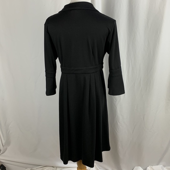 Chadwicks 3/4 Sleeve Pleated Black Shirt Dress - Picture 6 of 9